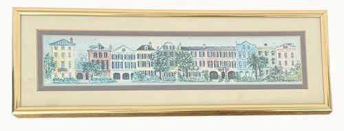Charleston rainbow row framed - rainbow,